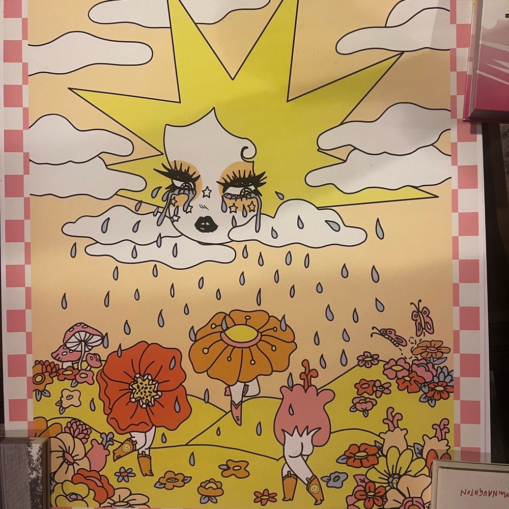 Valfre Sun and Flowers Illustration - Yellow, Pink, Orange